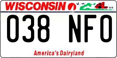 WI license plate 038NFO