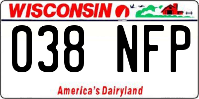 WI license plate 038NFP