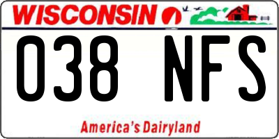WI license plate 038NFS