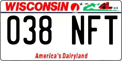 WI license plate 038NFT