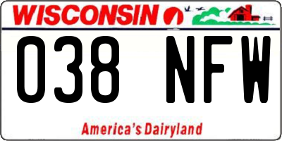 WI license plate 038NFW