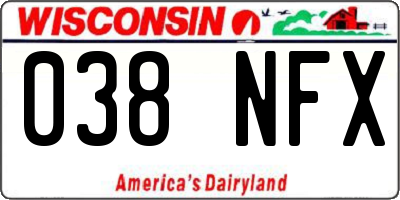 WI license plate 038NFX
