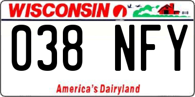 WI license plate 038NFY