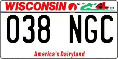 WI license plate 038NGC