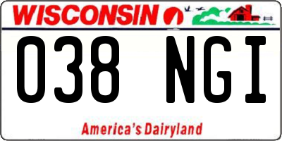 WI license plate 038NGI