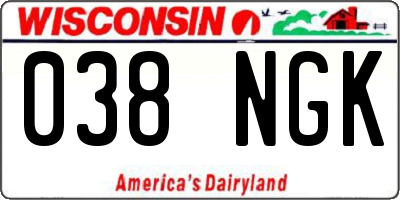 WI license plate 038NGK