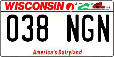 WI license plate 038NGN