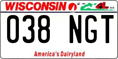 WI license plate 038NGT