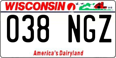 WI license plate 038NGZ