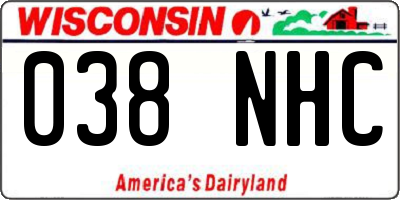 WI license plate 038NHC