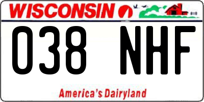 WI license plate 038NHF