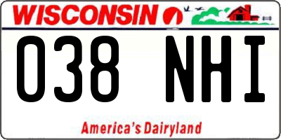 WI license plate 038NHI