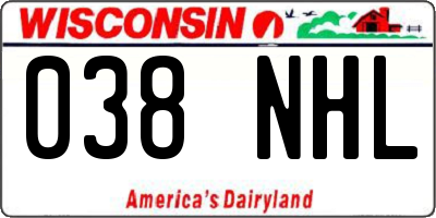 WI license plate 038NHL
