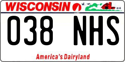 WI license plate 038NHS