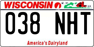 WI license plate 038NHT