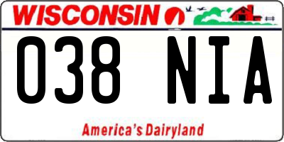 WI license plate 038NIA