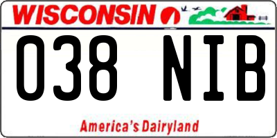 WI license plate 038NIB