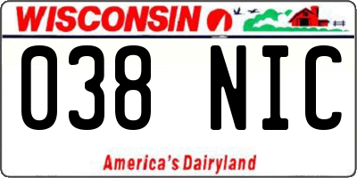 WI license plate 038NIC
