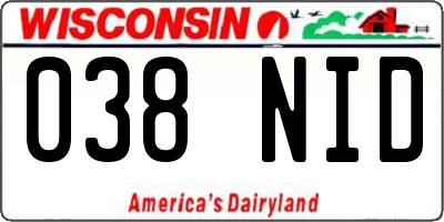WI license plate 038NID