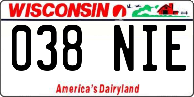 WI license plate 038NIE