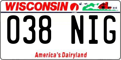 WI license plate 038NIG