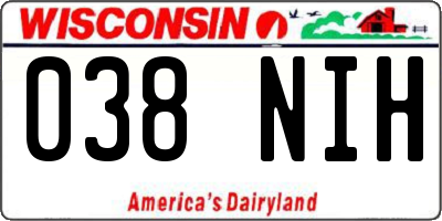 WI license plate 038NIH
