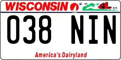WI license plate 038NIN