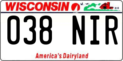 WI license plate 038NIR