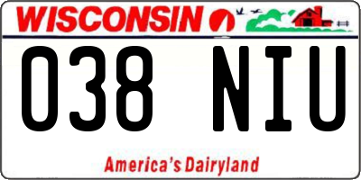 WI license plate 038NIU