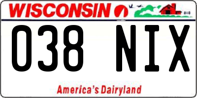 WI license plate 038NIX