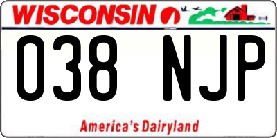 WI license plate 038NJP