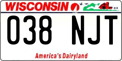 WI license plate 038NJT