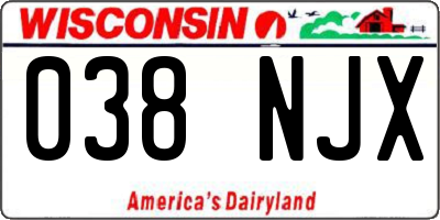 WI license plate 038NJX