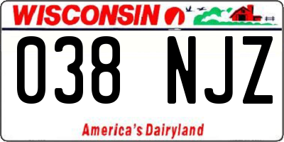 WI license plate 038NJZ