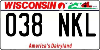 WI license plate 038NKL