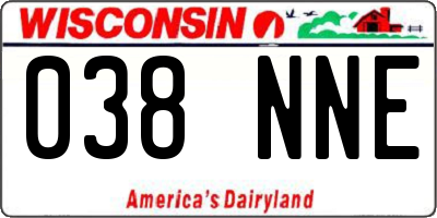 WI license plate 038NNE