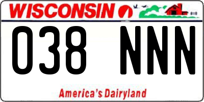 WI license plate 038NNN