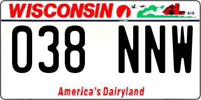 WI license plate 038NNW
