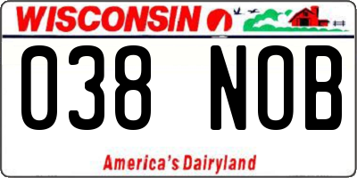 WI license plate 038NOB