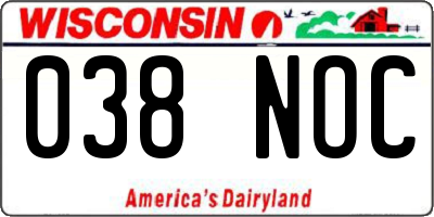 WI license plate 038NOC