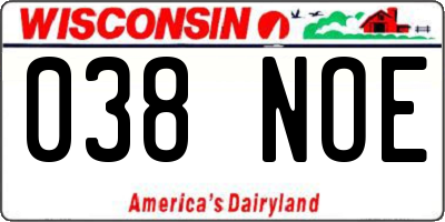 WI license plate 038NOE