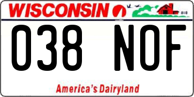 WI license plate 038NOF