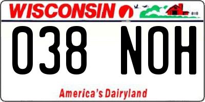 WI license plate 038NOH