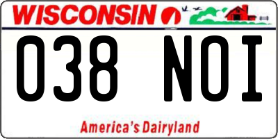 WI license plate 038NOI