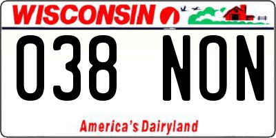 WI license plate 038NON