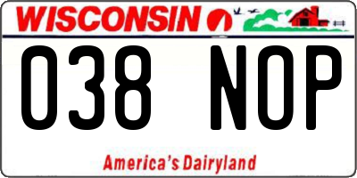 WI license plate 038NOP