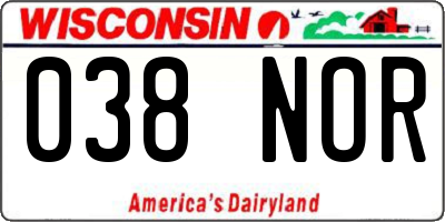 WI license plate 038NOR