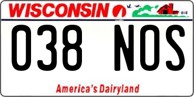 WI license plate 038NOS
