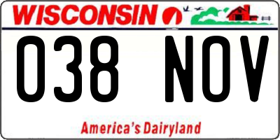 WI license plate 038NOV