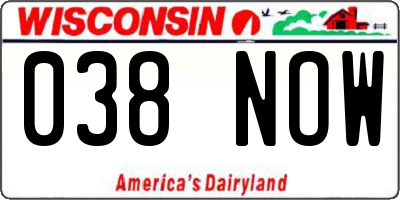 WI license plate 038NOW